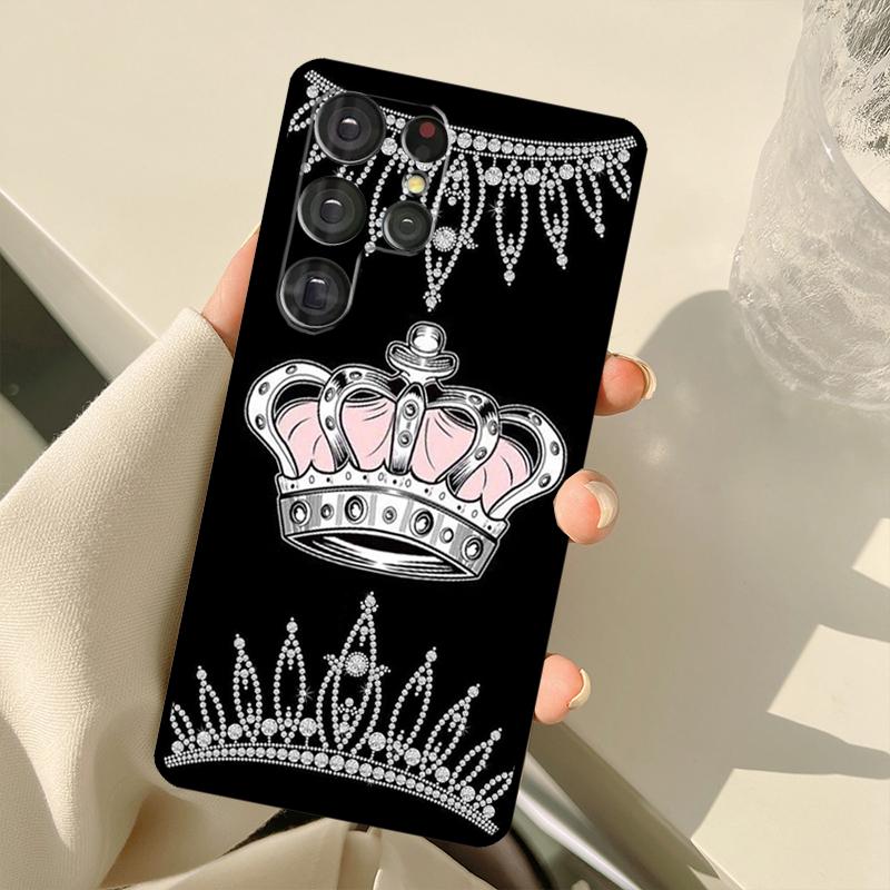 Queen King Crown Case For Samsung Galaxy S23 Ultra S21 S22 S24 S25 Ultra S9 S10 Plus S24 FE S20 FE Back Cover
