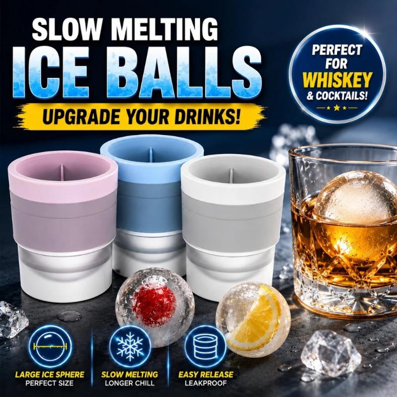 Ice Ball Mold Tray With Lid Leakproof Round Ice Cube Maker For Cocktail Drinks Home Bar Ice Hockey Ice Tray Ice Cube Mold
