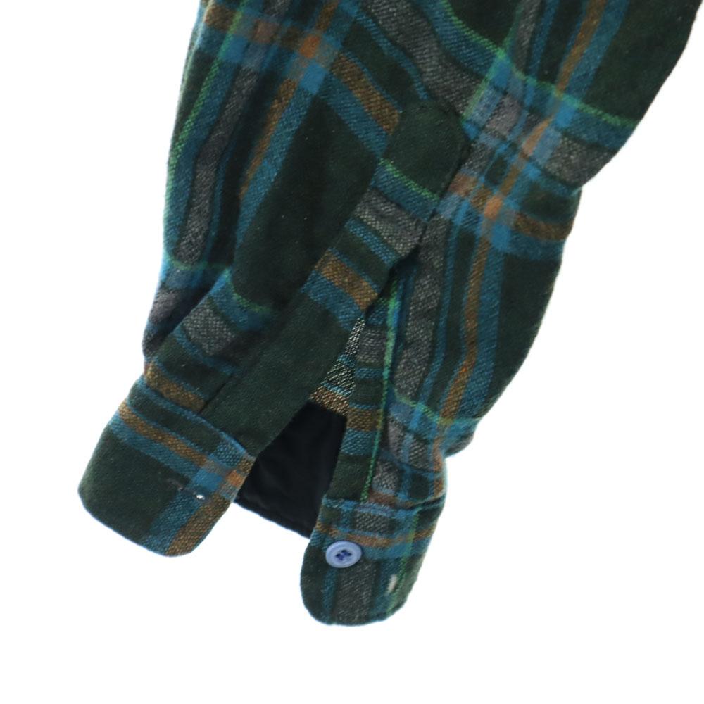 VINTAGE 70s wool blend Check Pattern Long sleeve Open collar shirt Men's Used