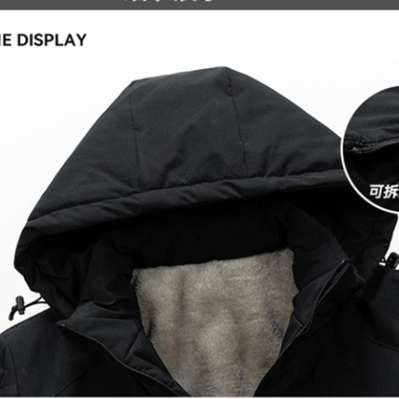 Women's Thick Hooded Cotton Jacket, Couple Style Printed Dad Winter Coat, Warm Jacket, Loose Windproof Cotton Jacket