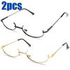 Retro Glasses Metal Frame Half Frame Without Lens Girls Chic Cosplay Party Decoration Glasses Y2K Metal Photography Glasses