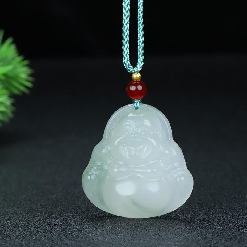 Tian Shan Jade Maitreya Buddha Hänge - Unisex Flytande Blomma Design
