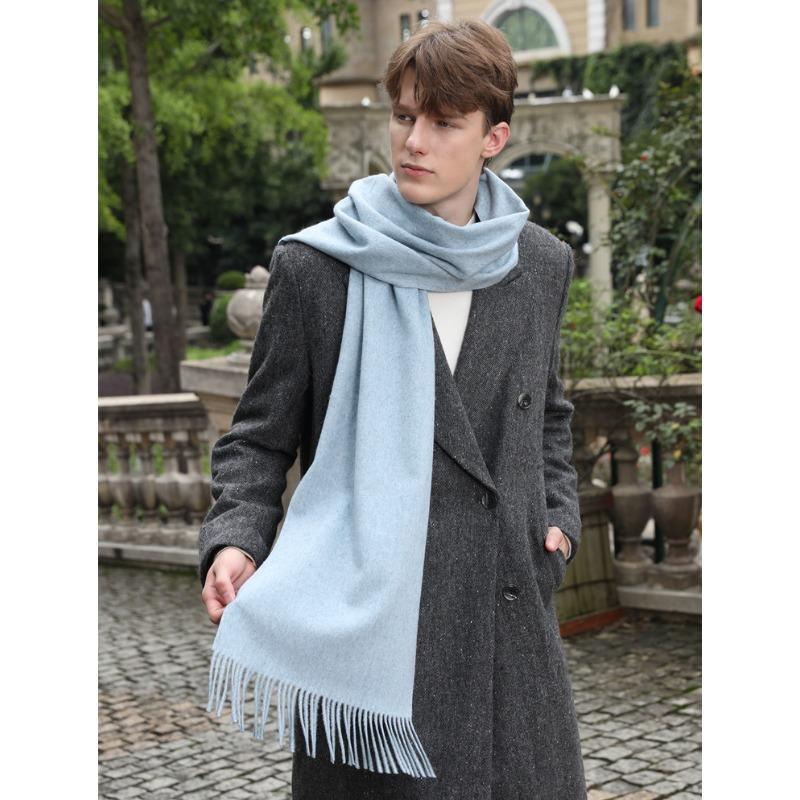 Wool Scarf Men's Autumn and Winter Cashmere Scarf Women's Winter High End Versatile New Solid Color Men's Scarf