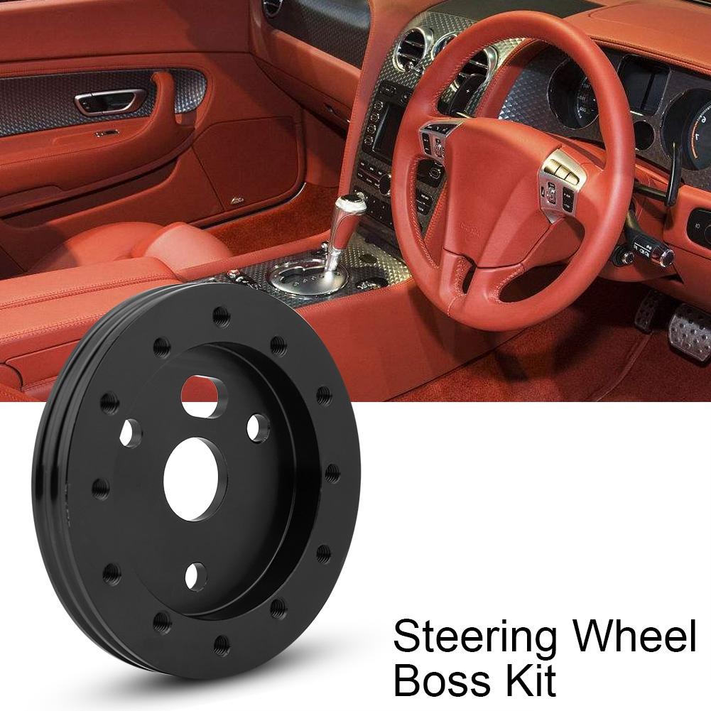 Aluminum Black 0.5 Inch 6 Hole Car Steering Wheel Hub Adapter Boss Kit