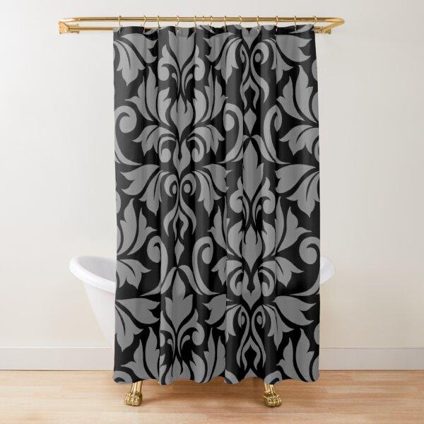 Golden Baroque Symmetrical Shower Curtain, Paisley Bohemian Tribal Ethnic Damask Ornament Luxury Design Bathroom Shower Curtain
