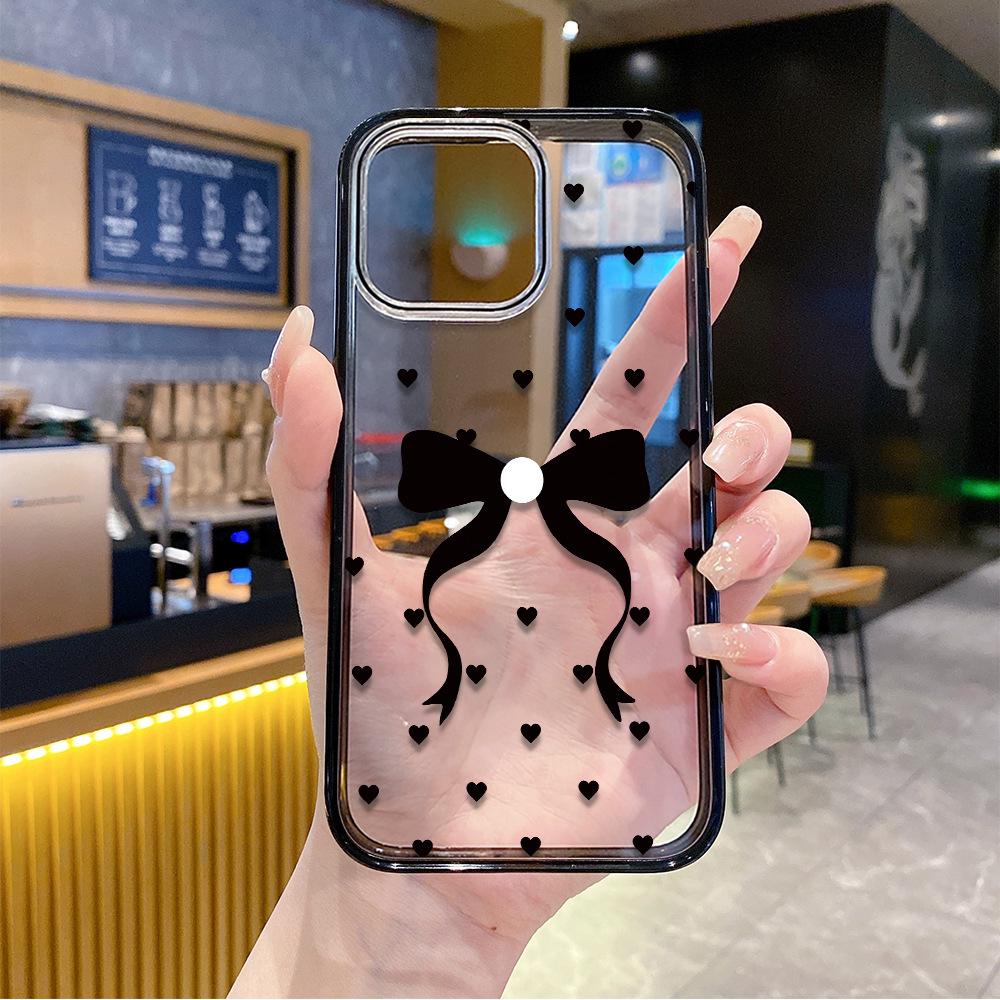 Sweet Bow Love iPhone17 Magnetic Mobile Phone Case Apple 16promax Anti-drop Transparent Protective Case 12