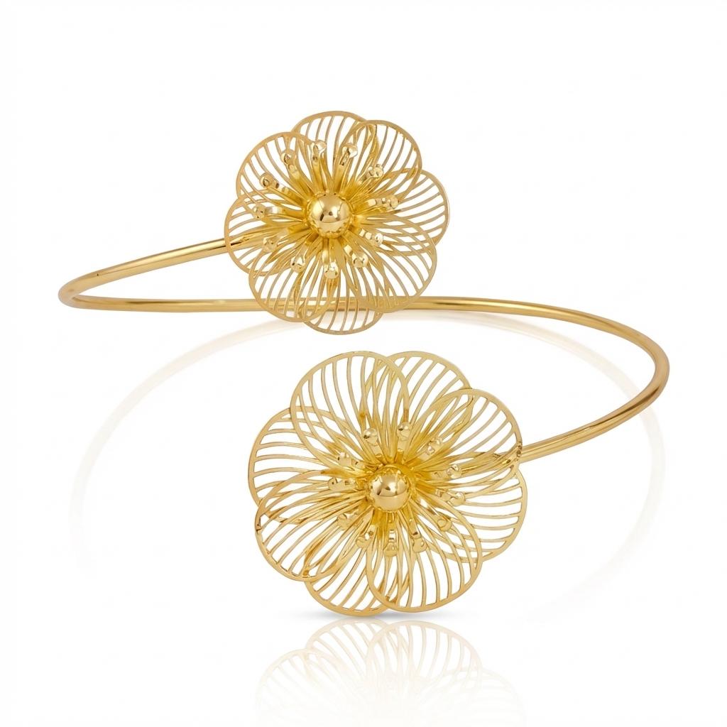 

Hollow Flower Adjustable Upper Arm Cuff Bracelet Boho Open Floral Armband Summer Bangle Body Jewelry For Women