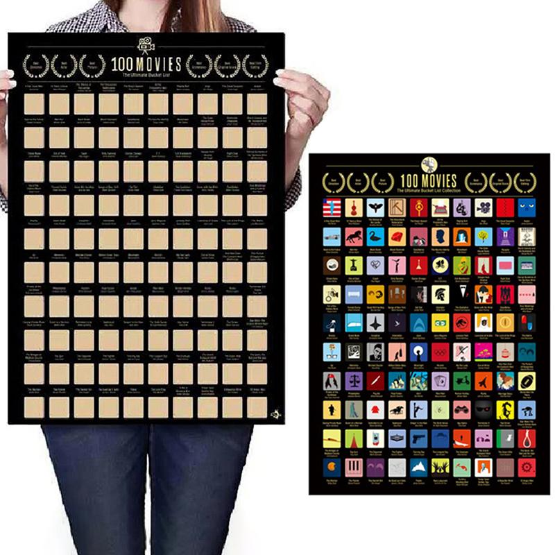 

100 фильмов, скретч-постеры, обои для украшения стен для любителей кино