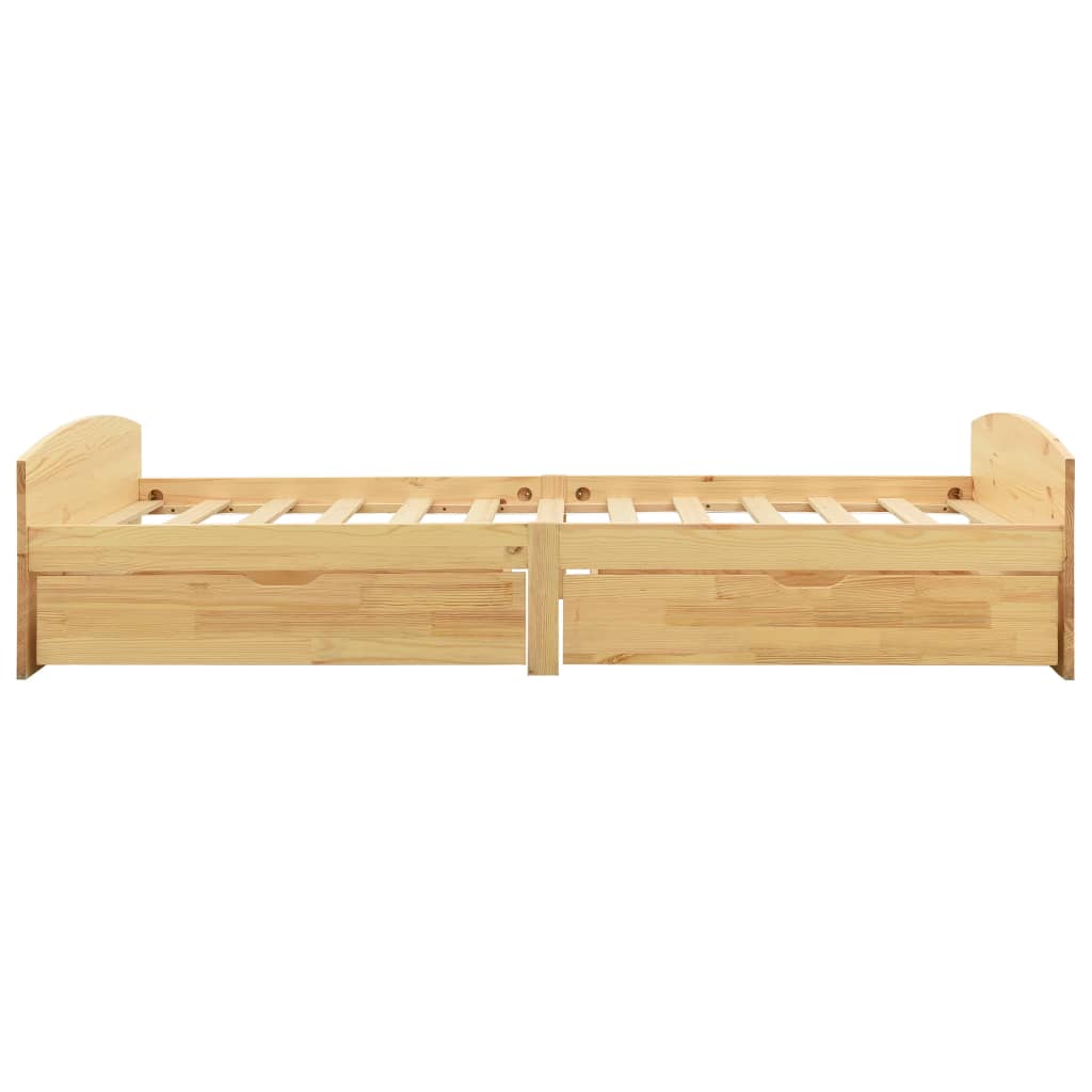 Solid Wood Bed with 2 Drawers Pine Wood 90x200 Cm