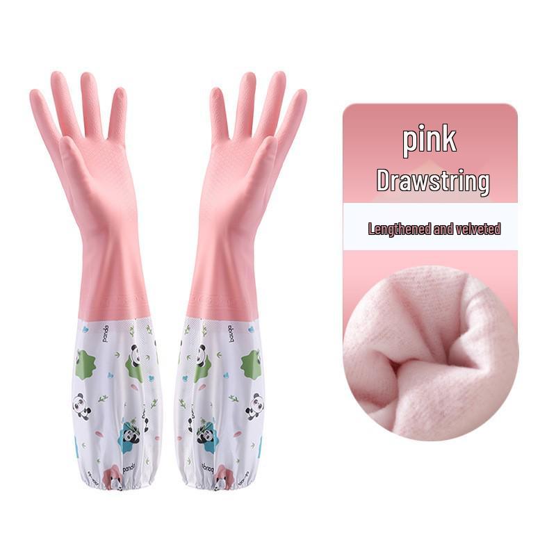 Winter Plus Waterproof Fleece Rubber Gloves - Extended Length for Kitchen and Household Cleaning