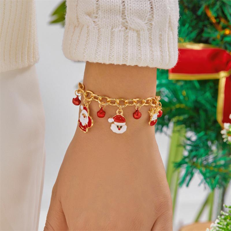 Christmas Tree Stan Claus Snowman Elk Metal Charms Chain Bracelets for Women Girls Xmas Tree Bracelet Jewelry Gift Adjustable