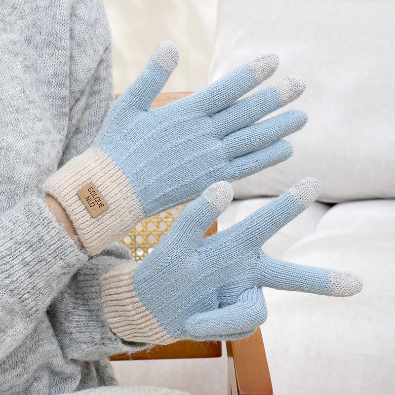 

Men s and Women s Autumn/winter Touch Screen Cashmere Knitted Gloves for Outdoor Cycling Thickened and Plush Student Warmth Gloves One Size