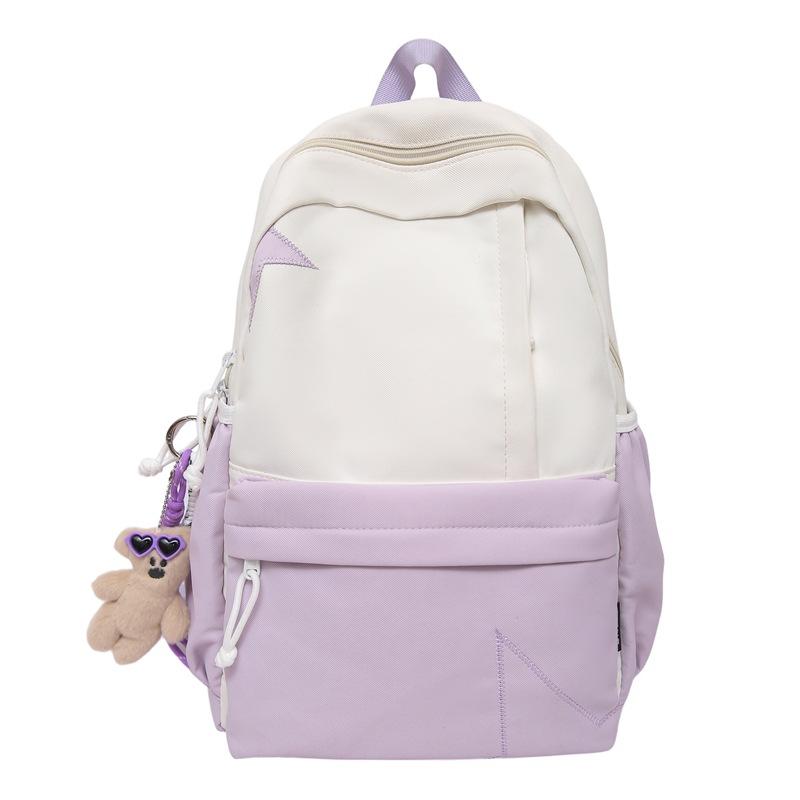 Schoolbag Large Capacity Backpack Casual Ins Style Fashion Girl Gray Korean Version Simple College Student Schoolbag Travel Backpack