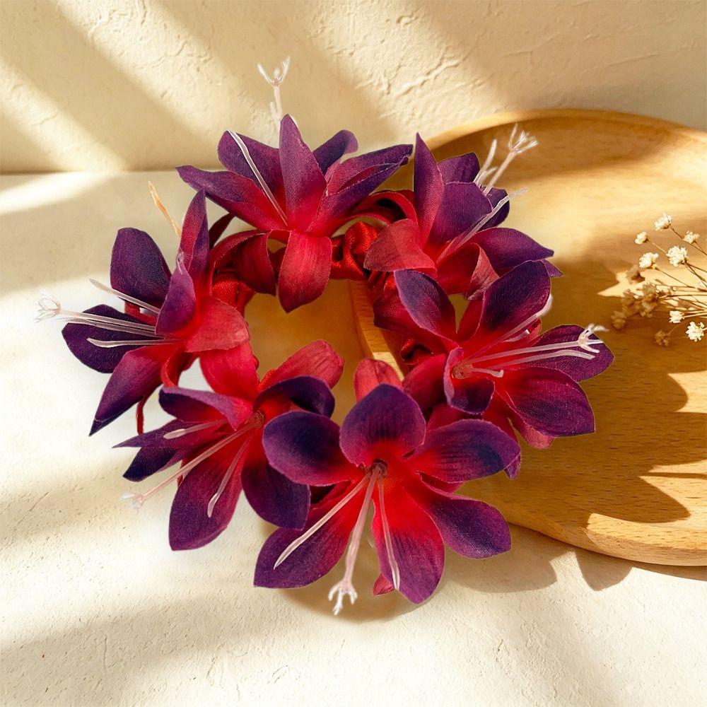 Elastic Floral Hair Tie Fabric Flower Hair Band Artificial Flower Hair Scrunchie Summer Vacation