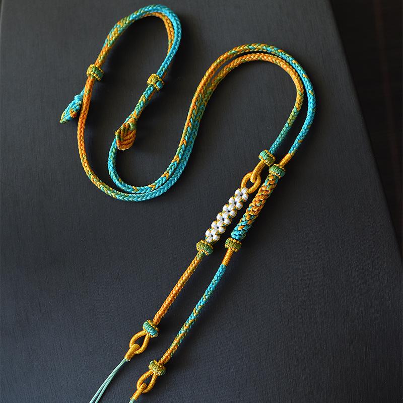 Bernstein Jade Dzi Perlen Acht Schätze Halskette mit Glücksanhänger