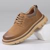 2025 Men's Genuine Leather Business Casual Shoes - Autumn British Style, Low-Top, Big Toe Design