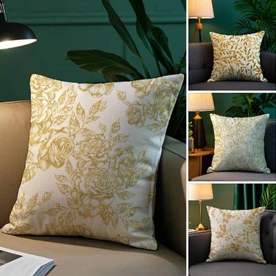Golden Leaf Pillow Case Plush Fabric Soft Pillowcase Double Sided Print Sofa Cushion Cover Throw