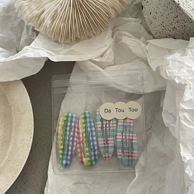 

College Style Color Contrast Plaid Water Drop Bb Clip Suit Cute Young Student Female Broken Hair Fringe Hairpin