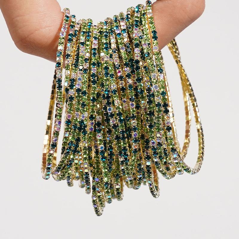 

5pcs Fashion Colorful Rhinestone Crystal Stretch Bracelet For Women Elastic Stackable Bracelets Wristband Daily Female Zircon