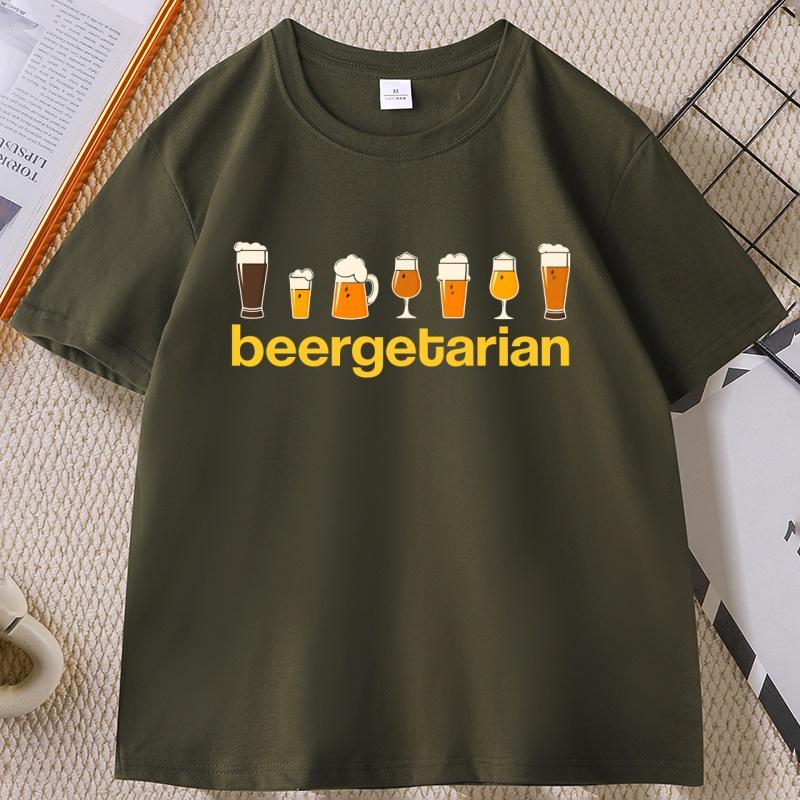 Beergetarian T Shirt Funny Beer Drinking Tee Oktoberfest GerUnisexy Beer Festival Tshirt Roud Neck Short Sleeve Male Clothing