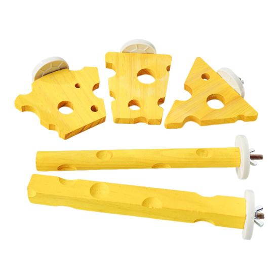 Ptačí bidýlko ve tvaru sýra, stojan na papoušky, dřevěný andulka, žvýkací bidýlko, broušení tlapek