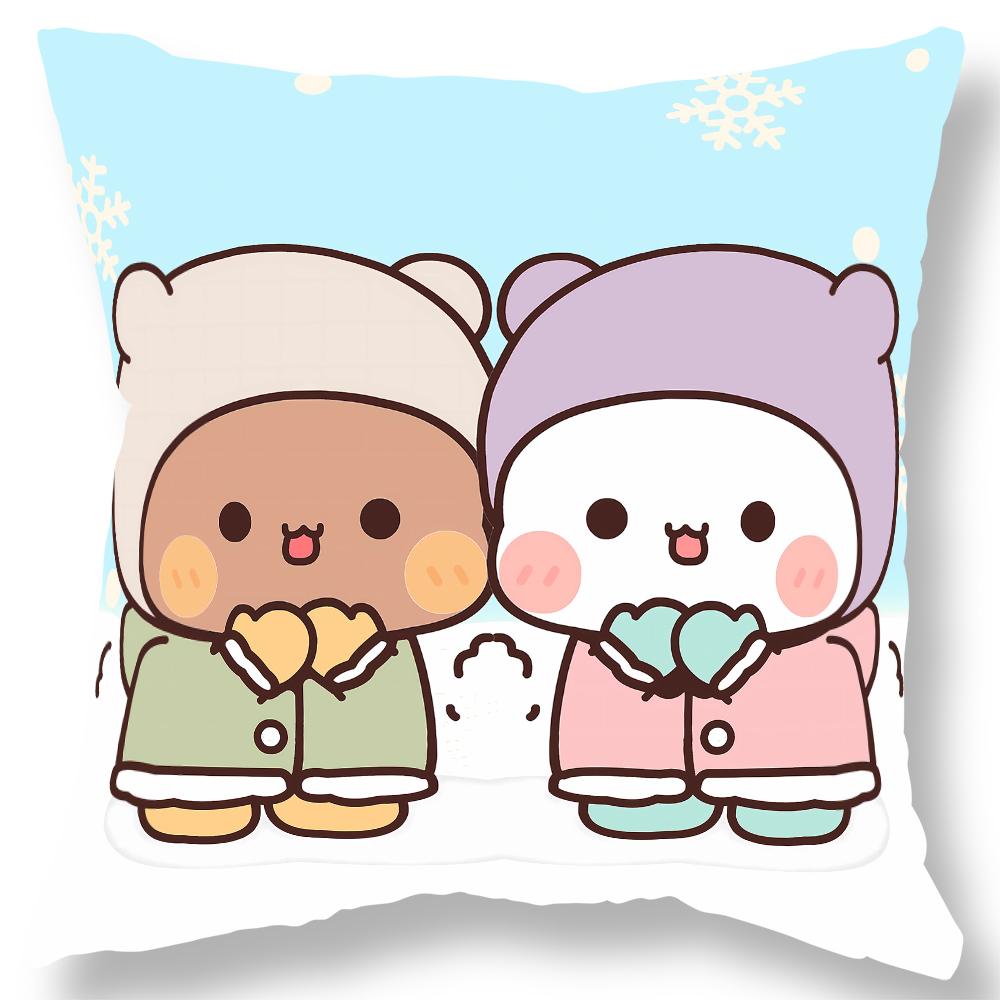 Short plush material pillowcaseBubu Bear Dudu Ball Printed Pillowcase Kawaii Cartoon Anime Sofa Cushion Cover Bedroom Room Pillo