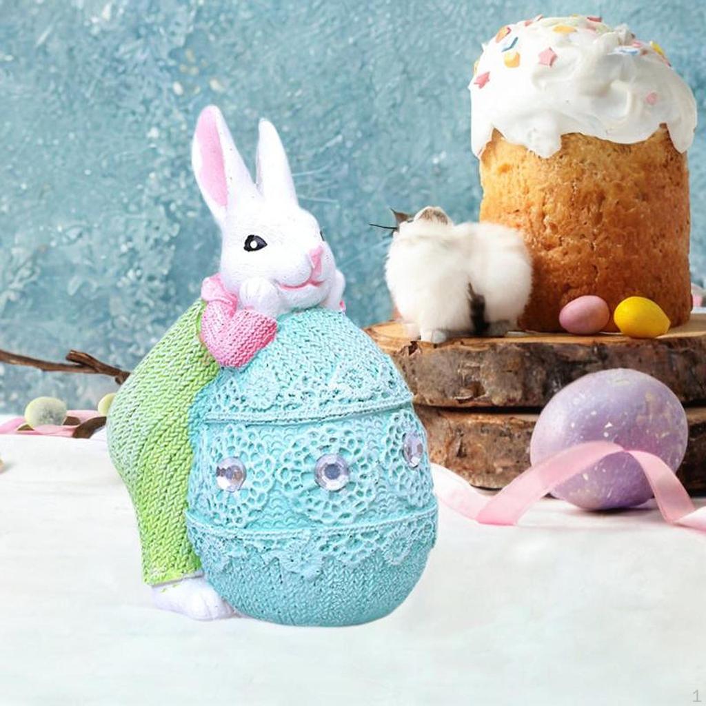 Bunny Figurine for Easter Celebration, Resin Tabletop Decoration Home And Office