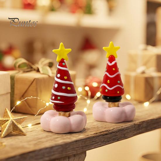 Handcrafted Holiday Table Decor Handmade Glass Christmas Tree Ornament with Star Top And Colorful Bead Details, Unique Gifts for Friends Desktop