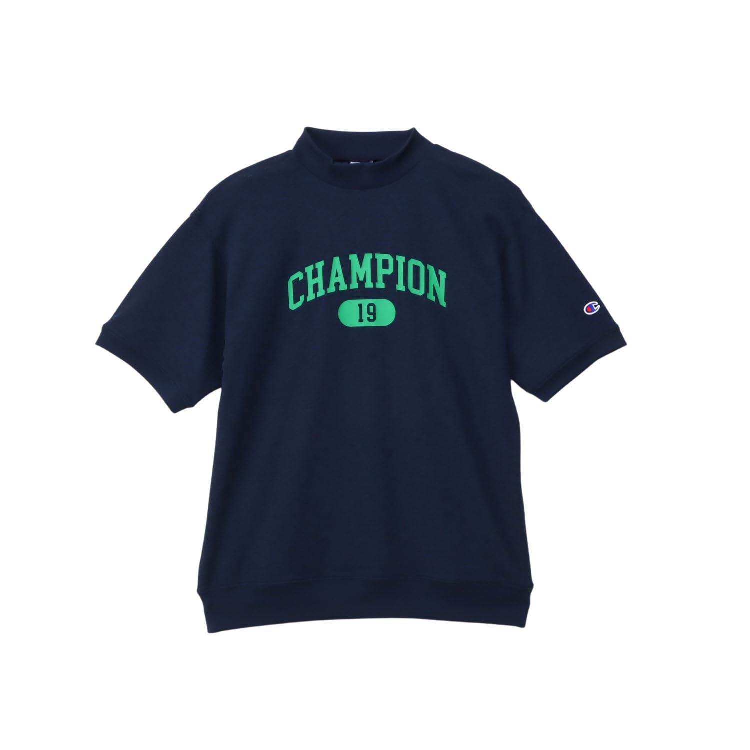 

Champion Short Sleeve Quick UV Graphic Rubber SHORT SLEEVE MOCK NECK SHIRT Navy T-Shirt, Drying, Protection, Logo, Print, C3-BG304, Men s,