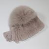 Winter Knitted Real Fox Fur Hat With Tail Women Warm Soft Real Rex Rabbit Fur Hats Natural Luxury Quality Genuine Fur Caps