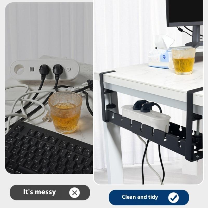 Adjustable Length Under Desk Cable Organizers Tray Retractables From 15.75 To 20.47 Inches For Office Home Desk Wire Management