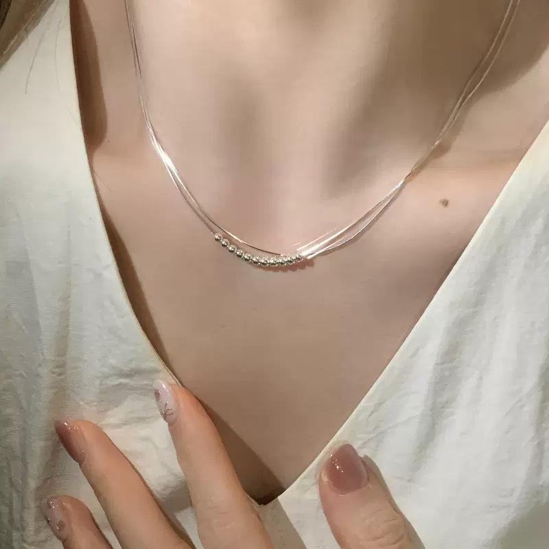Double Layer Snake Bone Chain Round Bead Necklace for Women's Fashion, Minimalist Style, Niche High-end Neck Chain, Collarbone Chain