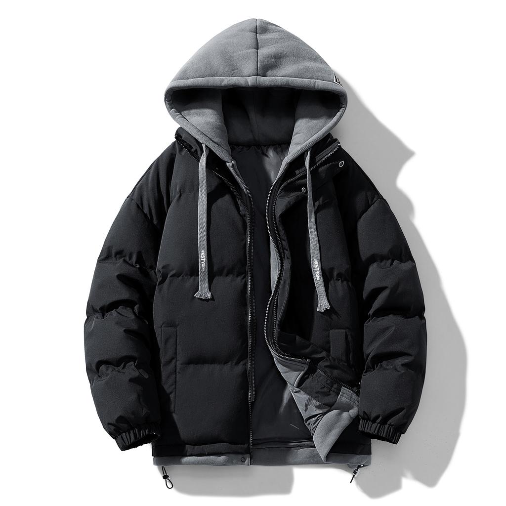 Giacca Invernale da Uomo Larga Casual Spessa Calda Imbottita Trend Giapponese Giacca Imbottita con Cappuccio
