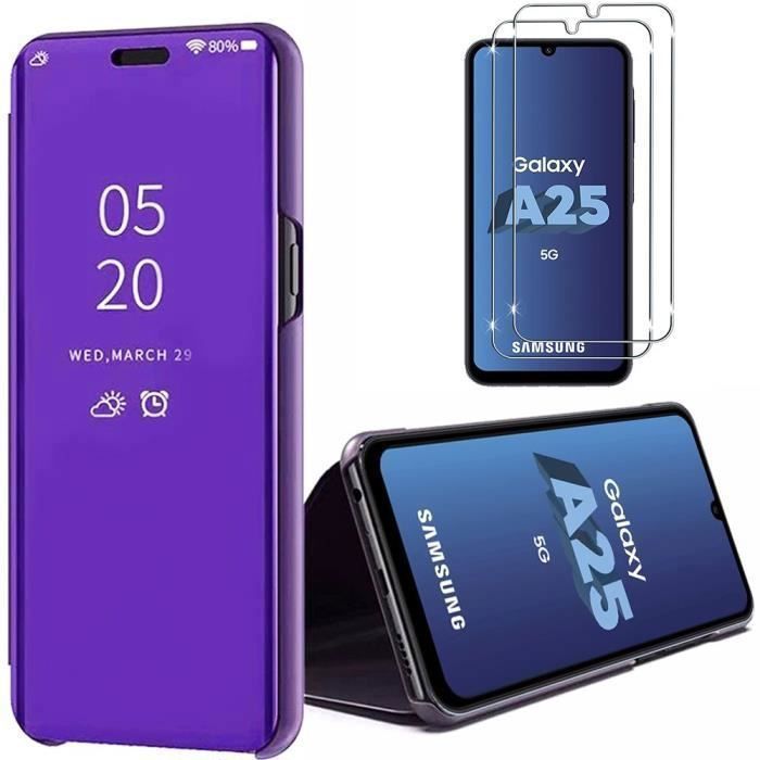 Coque de protection - BOOLING - Flip Cover 360° - Antichoc - Violet - 2 Verres Trempés