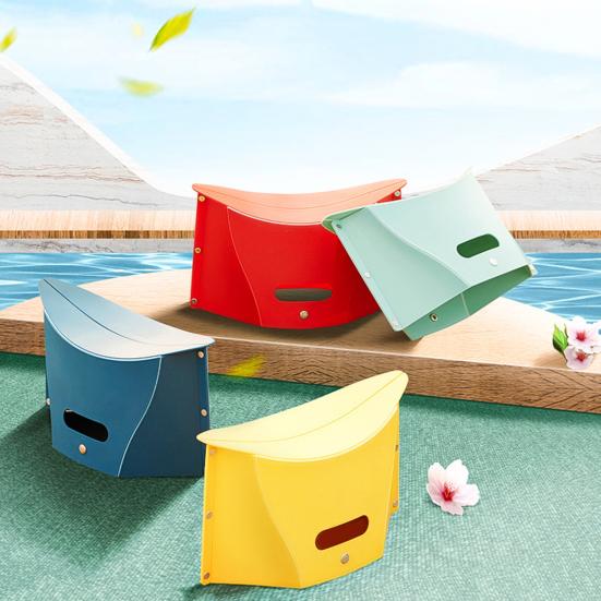 Portable Folding Stool Ultra-Thin Outdoor Plastic Camping Chair Multi-functional Shopping Handbag for Hiking