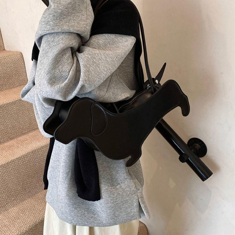 Three-dimensional Animals Shoulder Bag Sausage Dog Cartoon Handbag Fashion Dachshund Dog Bag  Girls