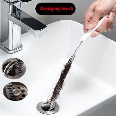 1 cepillo para dragar tuberías, largo, limpio, para cocina, baño, alcantarillado, fregadero, limpieza de tuberías de drenaje, limpiador flexible, herramienta para quitar tapones y agujeros