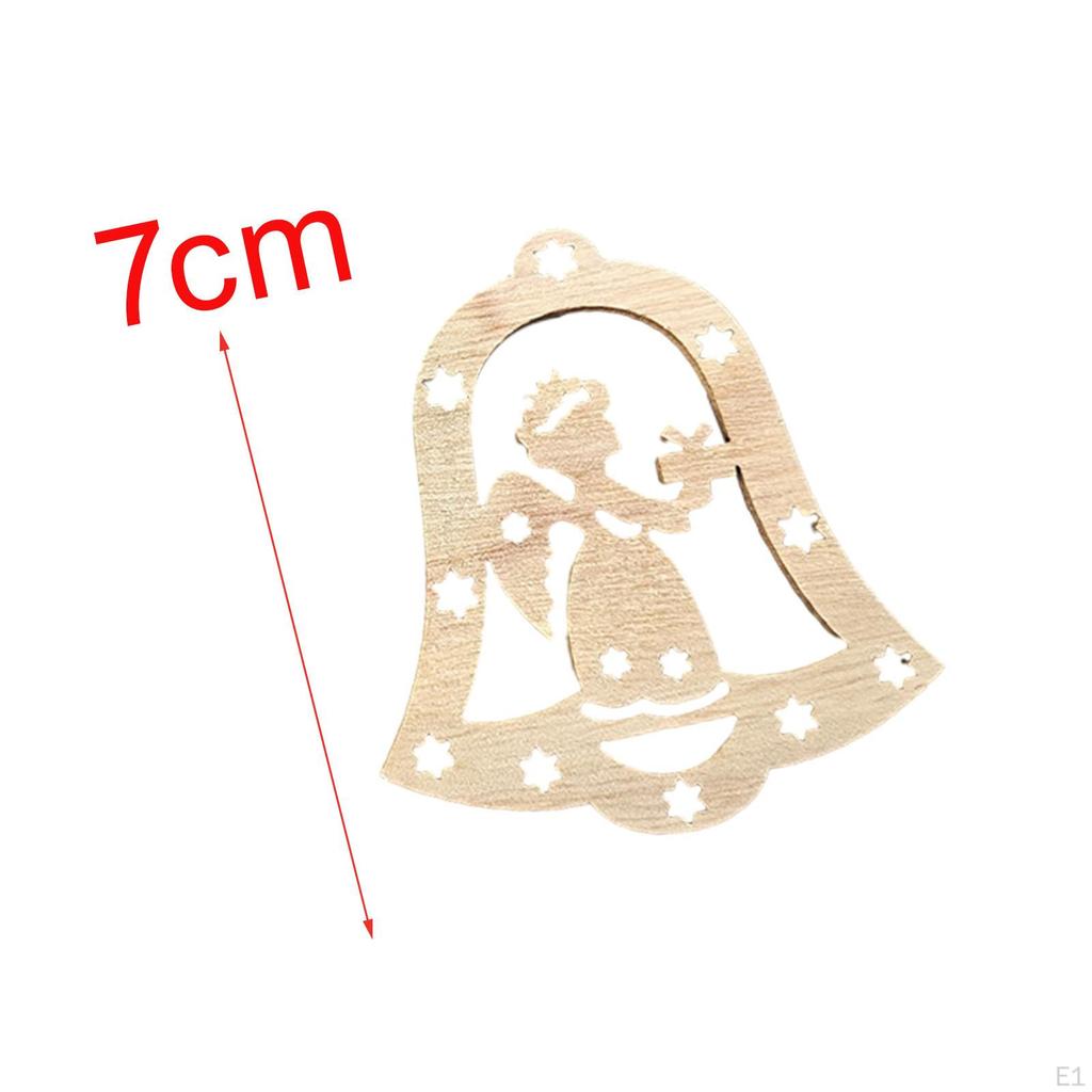 10 Pieces Unfinished Wooden Cutouts Christmas Tree Decoration Hanging Unpainted DIY