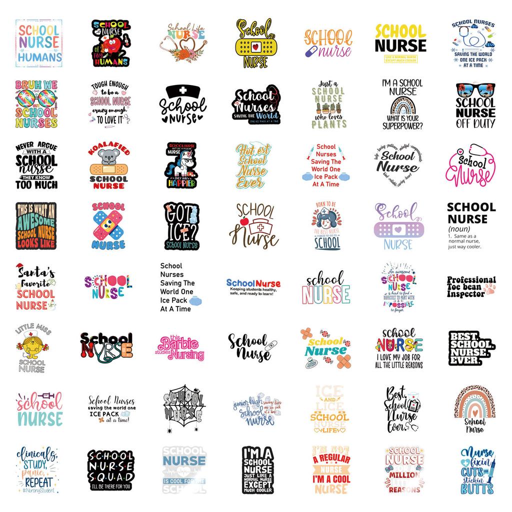 55 New School Nurse Graffiti Stickers Decorative Skateboard Mobile Phone Waterproof Stickers