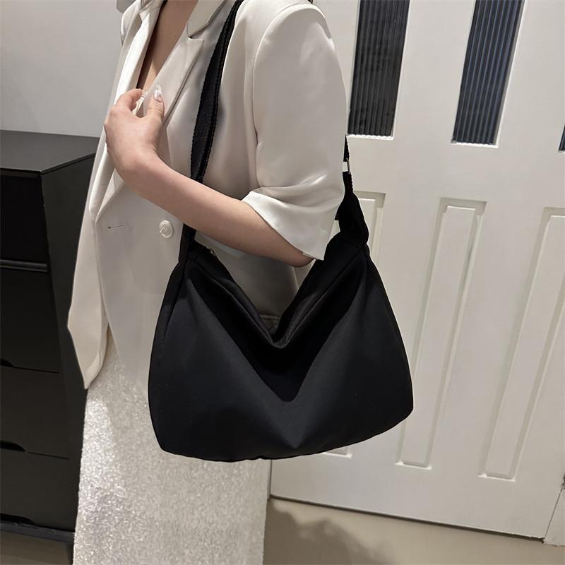 Korean Style Casual Lazy Wind Bag 2024 New Simple Large Capacity Canvas Bag Solid Color Single Shoulder Diagonal Female Bag