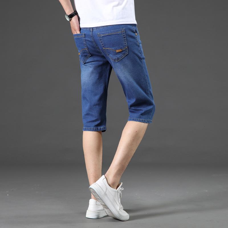 

Мужские модные эластичные узкие прямые джинсы с 7 точками 33 светло-синий