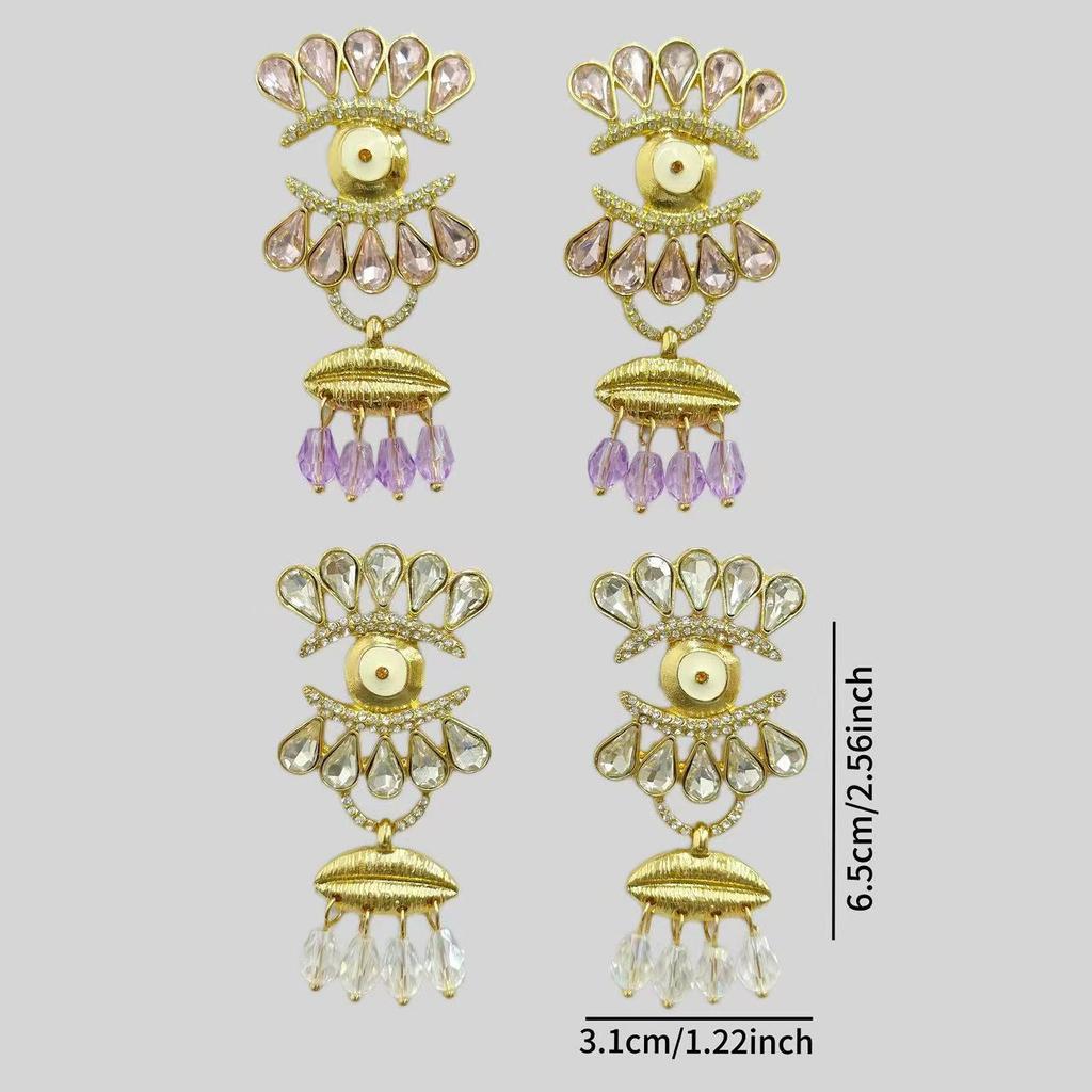 Exaggerated Devil's Eye Earrings Medieval Vintage Light Luxury Full Drops Tassel