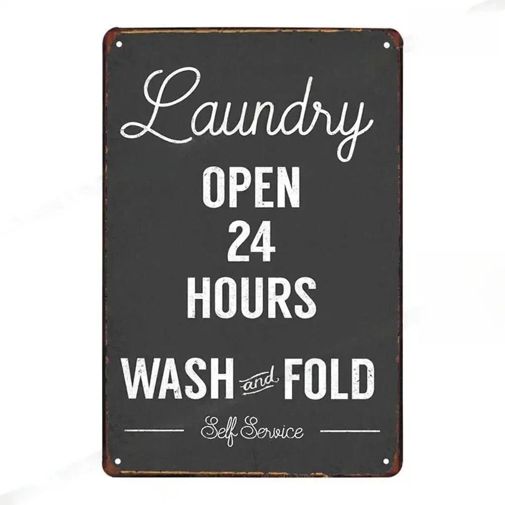 Vintage Fun Laundry Room Metal Tin Sign Plaque Black Cat Posters Decorative Plates For Home Laundry Room Bathroom Wall Decor