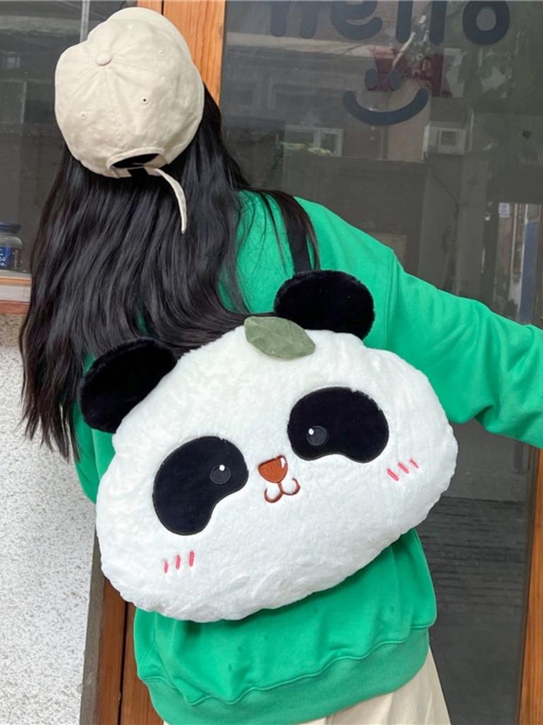 Panda Bag Plush With Zipper Closure For Daily Use And Cute Cartoon Style