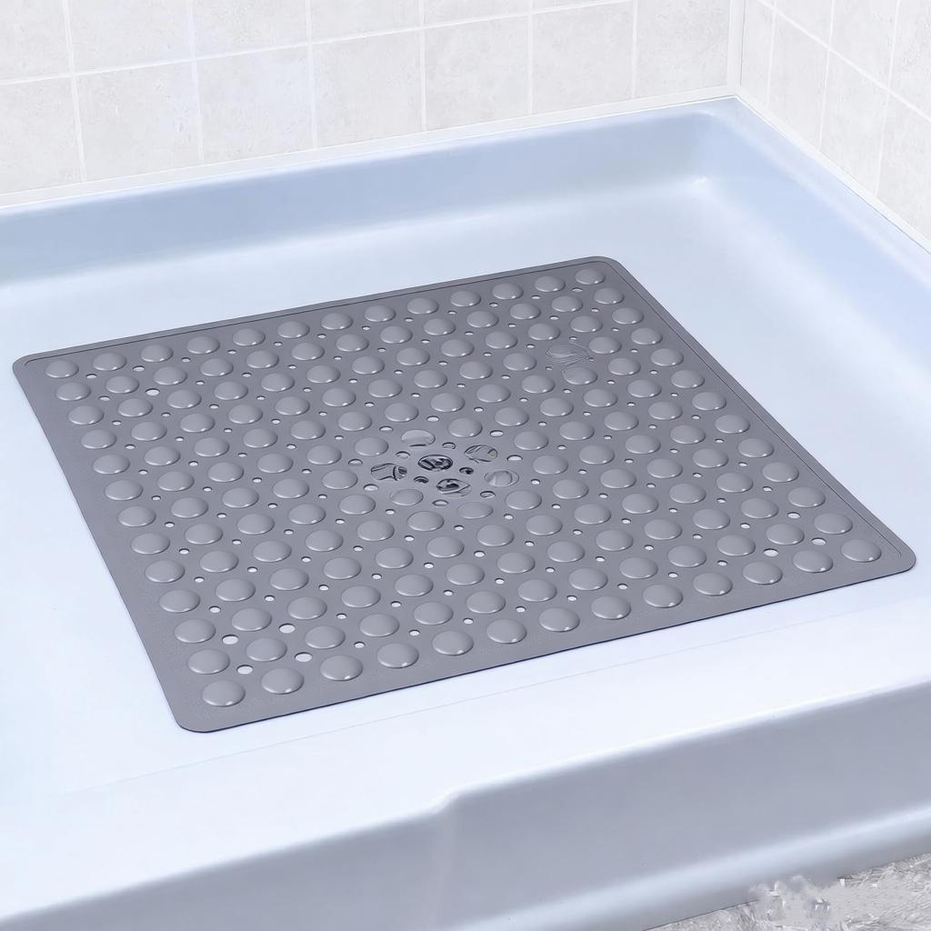 Square Shower Mat Bathtub Mat Non Slip 53x53cm, Square Bath Mat for Inside Shower Tub, Shower Stall Mats for Bathroom Floor