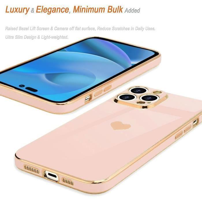 Coque de Protection - E.F.CONNECTION - pour iPhone 14 Pro - Rose - Motif Cœur - Antichoc