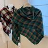 New Fashion Plaid Versatile Shawl Warm Scarf High End Temperament Triangle Scarf Autumn and Winter Warm Women's Scarf