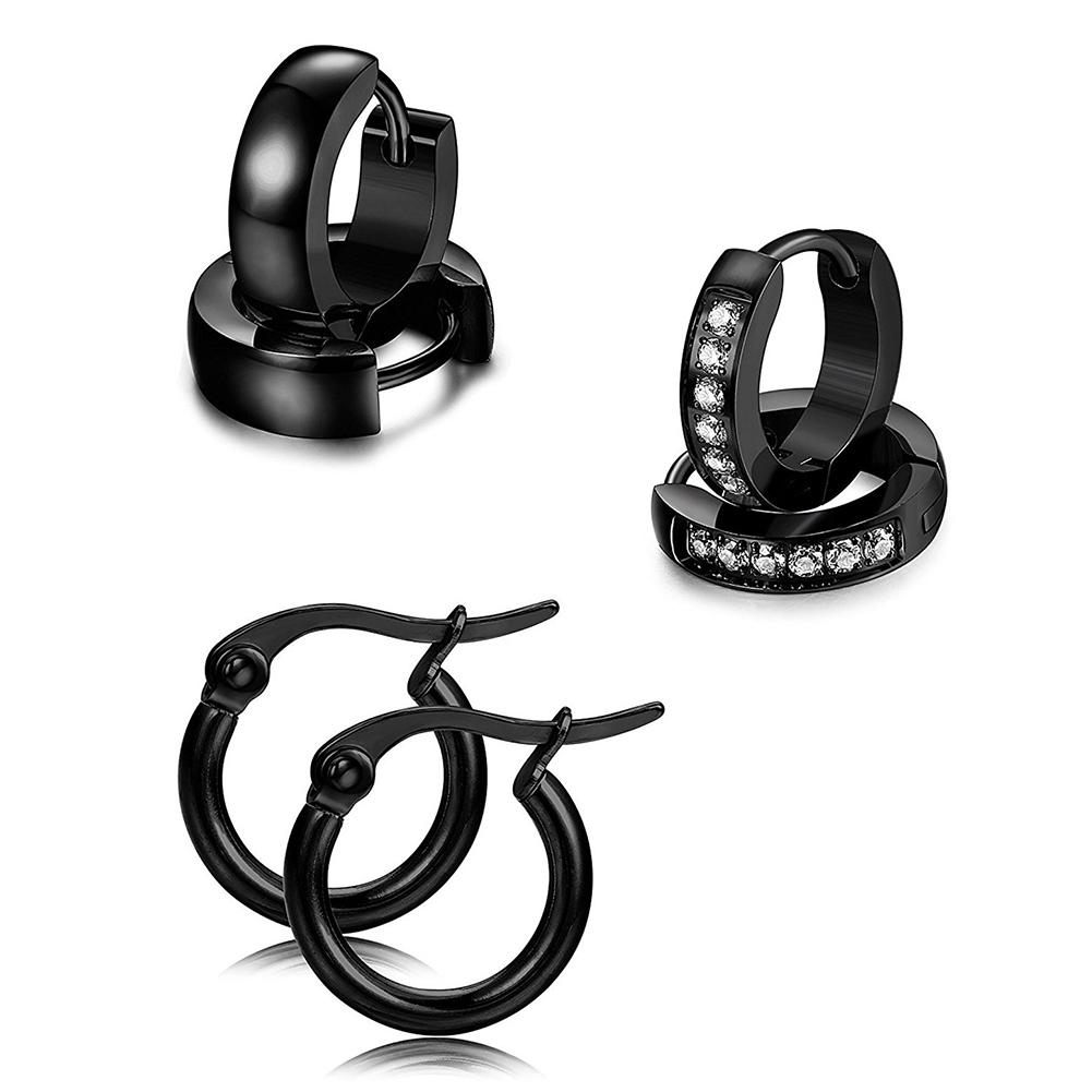 Bluelans Ohrringe Stahl Ohrringe Paare Edelstahl Unisex Schmuck Huggie Stecker 6