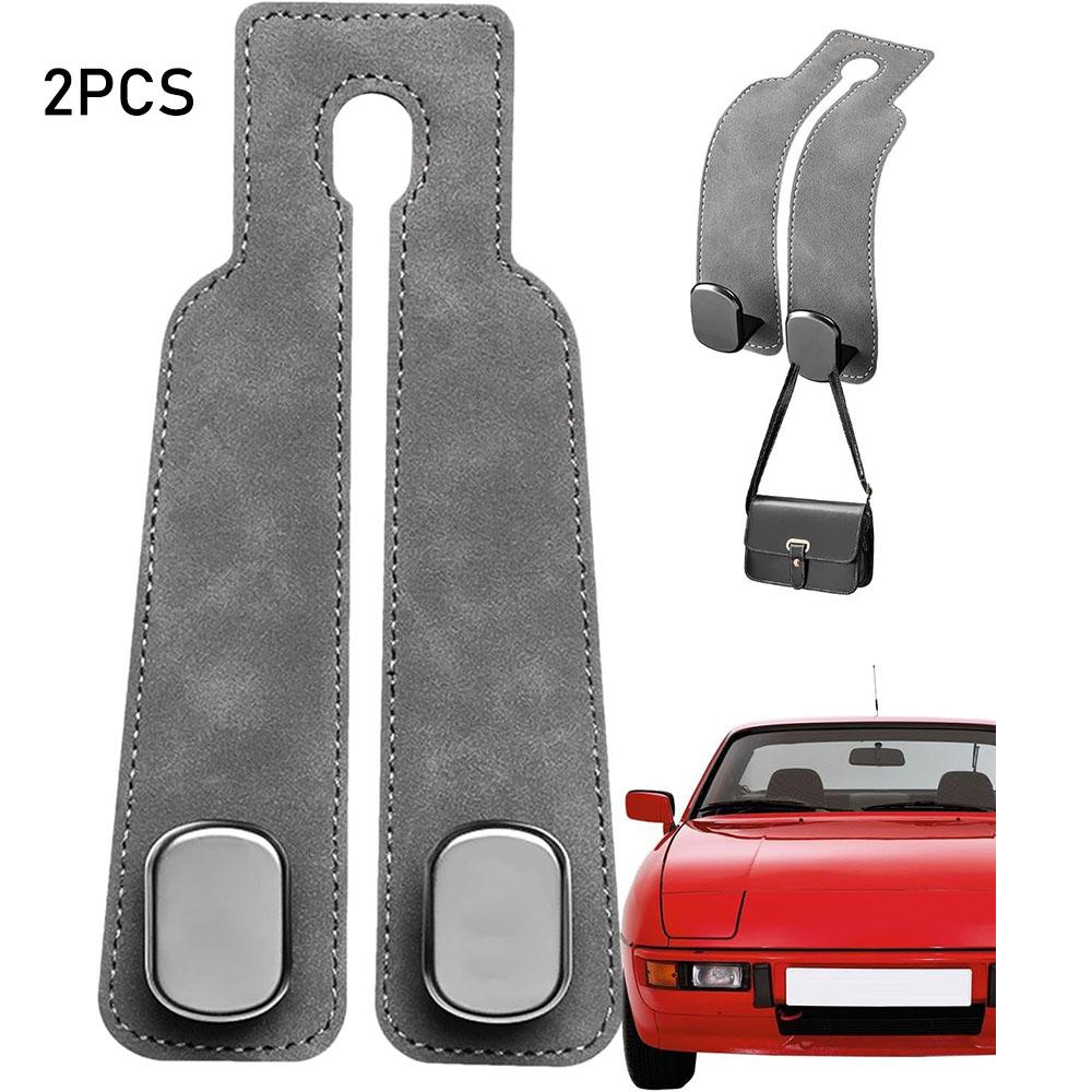 2Pcs Car Hooks for Headrest, Car Seat Back Storage Hook for Headrest, Leather Headrest Hooks for Purses and Bags Car Hooks Purse