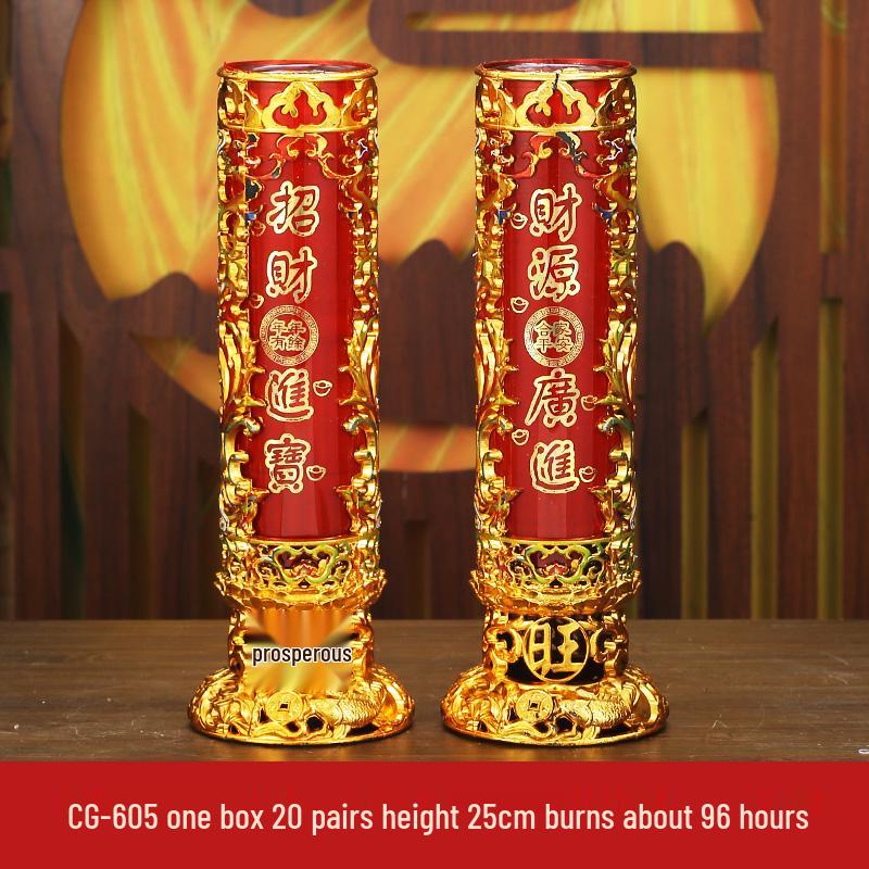 Smokeless Crystal Candle for Buddha Offerings, Housewarming, or New Year Celebrations - Windproof Red Butter Lamp